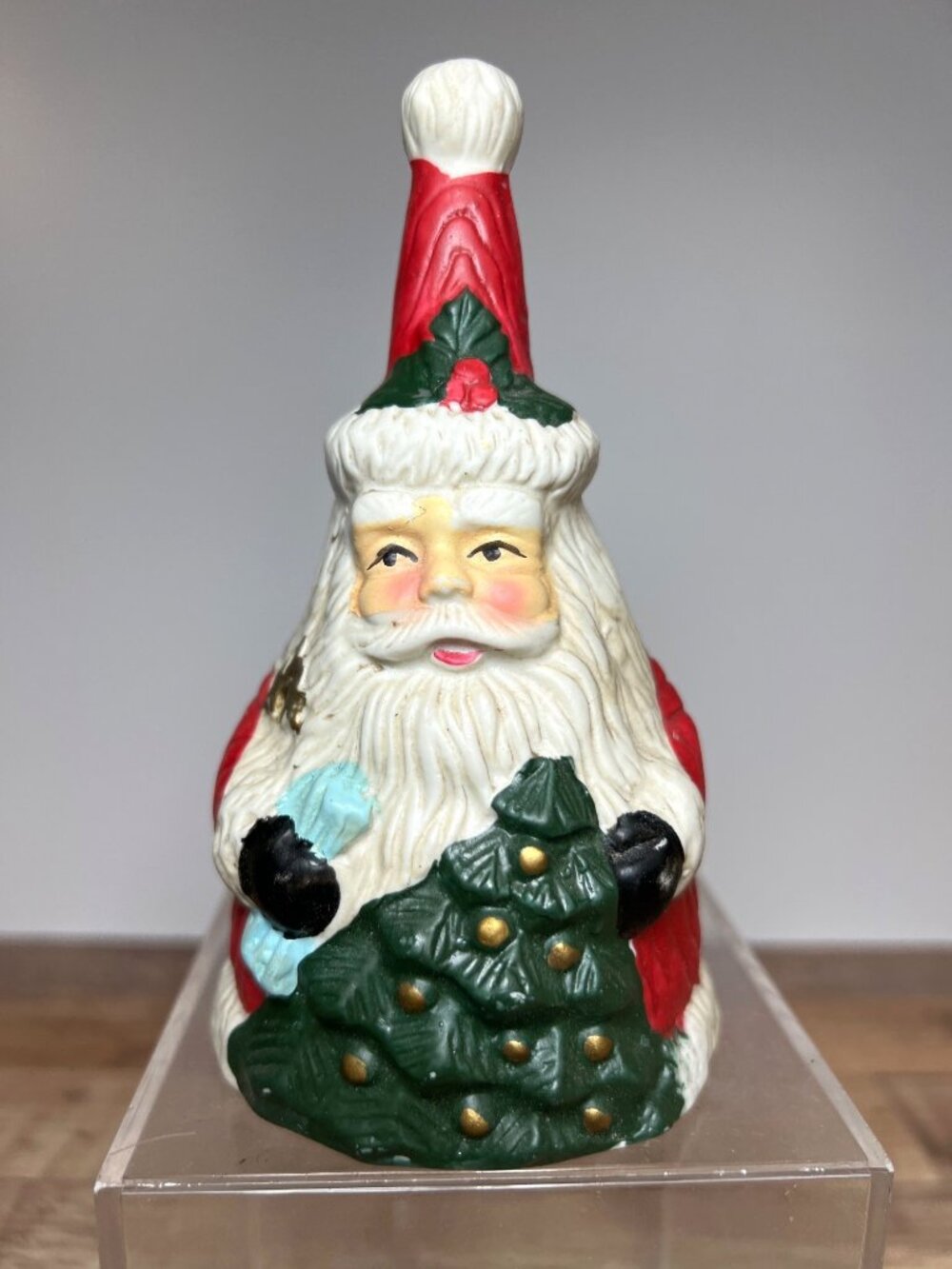 Painted Ceramic Santa Claus With Christmas Tree & Teddy Bear Design